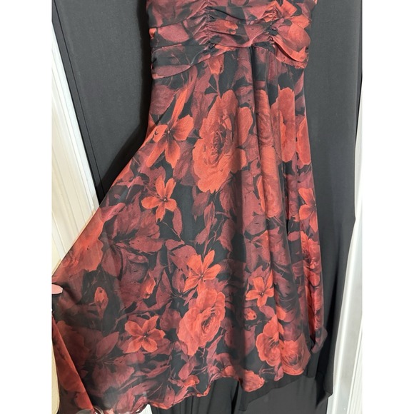 Dress red, black 8 Halter Neck Sleeveless whimsigoth dark floral fairy Y2K - Picture 6 of 9